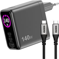 Sitecom 140W GaN Power Delivery chargeur mural avec affichage LED Noir, 2x USB-C, 1x USB-A, 2 mètres