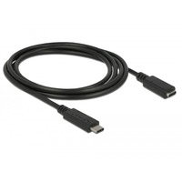 DeLOCK USB-C mâle > USB-C femelle, Câble d'extension Noir, 1,5 mètre