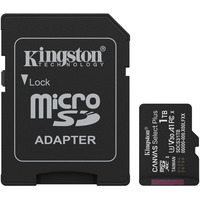 Kingston Canvas Select Plus 1 To MicroSDXC, Carte mémoire Noir, UHS-I U3, Classe 10, V30, Adaptateur SD inclus