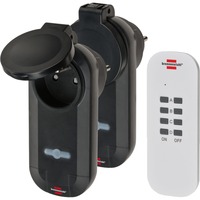 Brennenstuhl Comfort-Line prise à commande radio connecteur intermédiaire Noir, 2x prises