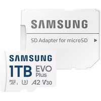 SAMSUNG EVO Plus microSDXC, 1 To, Carte mémoire Blanc, U3, V30, A2, Adaptateur SD inclus