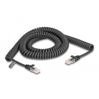 DeLOCK Câble spiralé RJ-45 mâle-mâle Cat.5e Noir, 3 mètres