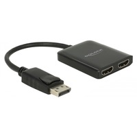 DeLOCK DisplayPort 1.4 > 2x HDMI MST, Repartiteur HDMI Noir, 0,2 mètre