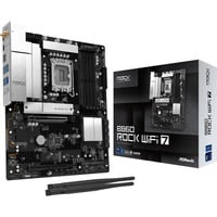 ASRock B860 ROCK WIFI 7 carte mère socket 1851 Noir/Argent, Socket 1851, DDR5, RAID, 2.5Gb-LAN, Wi-Fi 7, BT, Sound, ATX