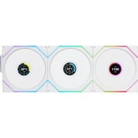 Lian Li UNI FAN TL 120 LCD Wireless Reverse Blade ventilateurs de boîtier RGB  Blanc, 3 pièces, 120 x 124 x 28 mm, PWM, 1x 9 broches USB, contrôleur inclus