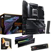 ALTERNATE Upgrade Kit B850 AORUS ELITE WIFI7 + Ryzen 7 9800X3D + 64 Go + 2 To SSD Noir, Carte mère, CPU, mémoire, SSD