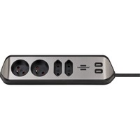 Brennenstuhl Estilo multiprise à 4 prises avec usb Argent/noir, 4x prises, 2x USB-A