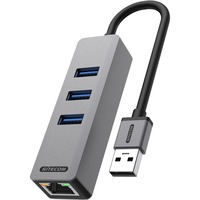 Sitecom USB-A vers Ethernet + 3x USB hub, Station d'accueil Gris