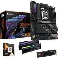 ALTERNATE Upgrade Kit X870E AORUS ELITE WIFI7 + Ryzen 7 9850X3D + 64 Go + SSD 4 To Noir, Carte mère, CPU, mémoire, SSD