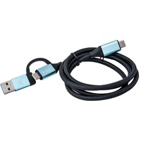 i-tec Câble USB-C > USB-C avec adaptateur USB 3.0 intégré Noir/Bleu clair, 1 mètre