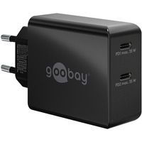 goobay 36W USB-C PD Dual chargeur Noir, 2x USB-C, Power Delivery