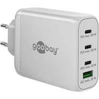 goobay 100W GaN USB-C PD Multiport Quick Charger Blanc, 3x USB-C, 1x USB-A