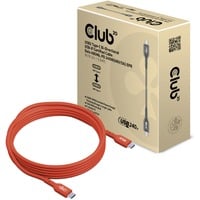 Club 3D USB 2.0 Type-C bidirectionnel certifié USB-IF, Câble Rouge, 480Mb, PD 240W(48V/5A)