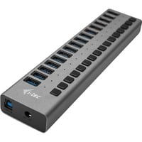 i-tec Hub de recharge USB 3.0 16 ports + adaptateur secteur, Hub USB Noir, Intérieure, Secteur, Gris