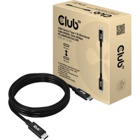 Club 3D Câble USB4 Gen3x2 Type-C bidirectionnel, 2 mètres Noir, 8K60Hz, Data 40Gbps, PD 240W(48V/5A) EPR