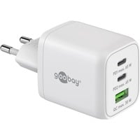 goobay 65W GaN USB-C PD Multiport Quick Charger Nano Blanc, 2x USB-C, 1x USB-A