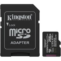 Kingston Canvas Select Plus 256 Go MicroSDXC, Carte mémoire Noir, UHS-I U1, classe 10, V10, adaptateur SD inclus