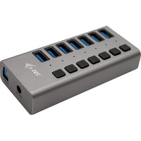 i-tec Hub de recharge USB 3.0 7 ports + adaptateur secteur, Hub USB Intérieure, Secteur, 1 m, Gris