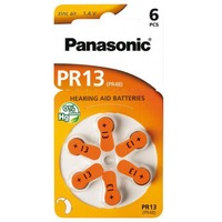 Panasonic V13 6-BL (PR48/PR13H) Batterie à usage unique Zinc-Air Batterie à usage unique, Zinc-Air, 1,4 V, 6 pièce(s), 310 mAh, Argent