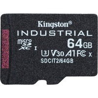 Kingston Industrial 64 Go MicroSDXC UHS-I Classe 10, Carte mémoire Noir, 64 Go, MicroSDXC, Classe 10, UHS-I, Class 3 (U3), V30