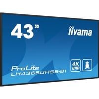 iiyama ProLite LH4365UHSB-B1, Affichage public Noir, HDMI, DisplayPort, LAN, Audio, USB, WiFi, Android