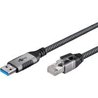 goobay USB-A 3.0 > RJ-45, Câble Noir/Argent, 1.5 mètre