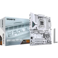 GIGABYTE B850 EAGLE WIFI7 ICE Carte mère - Processeurs AMD Ryzen série 9000, VRM numérique 8+2+2 phases, jusqu'à 8200 MHz DDR5 (O.C.), 1x M.2 PCIe 5.0 + 2x M.2 PCIe 4.0, Wi-Fi 7, LAN 2.5 GbE, USB 3.2 Gen 2 carte mère socket AM5 Blanc/Argent