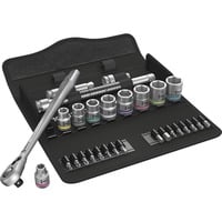 Wera 8100 SB 8 Zyklop Jeu de cliquets métalliques, 29 pièces, Set d'outils Noir/Argent, Double embrayage, 3/8" drive, métrique