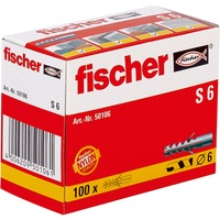 fischer S 6 Screw Anchors & Wall Plugs, Cheville Gris clair, Nylon, Gris, 3 cm, 6 mm, 4 cm, 4 mm