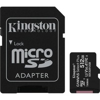 Kingston Carte microSD Canvas Select Plus 512 Go, Carte mémoire Noir, SDCS2/512Go, Classe 10 UHS-I A1, Adaptateur inclus
