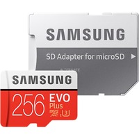 SAMSUNG 256 Go EVO +, Carte mémoire Rouge/Blanc, MB-MC256GA/EU, Class 10, incl. adaptateur