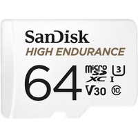 SanDisk High Endurance microSDXC 64 Go, Carte mémoire Blanc, Classe 10, V3, U3, adaptateur inclus