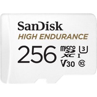 SanDisk MicroSDXC haute endurance 256 Go, Carte mémoire Blanc, UHS-I U3, Classe 10, V30