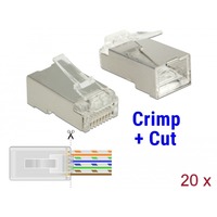 DeLOCK RJ45 Crimp+Cut Plug Cat.6 STP, Prise de courant Transparent, 20 pièces