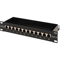 Digitus CAT 6, panneau de brassage de classe E, blindé Noir, panneau de brassage de classe E, blindé, RJ-45, Noir, Acier galvanisé, SECC, Montage de rack, 1U, 280 mm