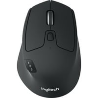 Logitech M720 Triathlon Mouse, Souris Noir, Droitier, Optique, RF sans fil + Bluetooth, 1000 DPI, Noir, Blanc