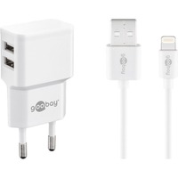 goobay Apple Lightning Dual Charging Set 2.4 A, Chargeur Blanc