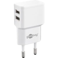 goobay Dual USB-A chargeur Blanc, 2x USB-A