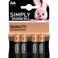 Duracell LR6 4-BL Duracell Simply Batterie à usage unique AA Alcaline Noir, Batterie à usage unique, AA, Alcaline, 1,5 V, 4 pièce(s), Noir, Or