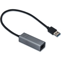 i-tec Adaptateur Gigabit Ethernet USB 3.0 métallique Avec fil, USB, Ethernet, 1000 Mbit/s, Noir, Gris
