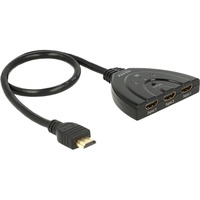 DeLOCK 3 x HDMI in > 1 x HDMI out, Switch HDMI Noir, 50 centimètres, 4K