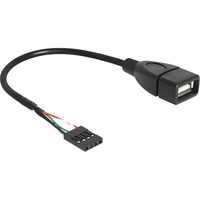 DeLOCK Connecteur USB femelle > USB-A 2.0 femelle, Adaptateur Noir, 0,2 mètre