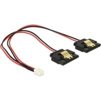 DeLOCK Power 2-pin female > 2 x SATA 15-pin, Câble en Y Noir/Rouge, 0,2 mètres