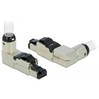 DeLOCK Prise RJ45 Cat.6A, coudée, Prise de courant 1 pièce, boîtier métallique