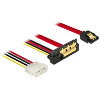 DeLOCK SATA 7 broches + prise d'alimentation Molex 4 broches > SATA 22 broches connecteur coudé, Adaptateur Noir/Rouge