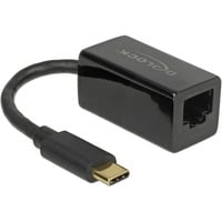 DeLOCK SuperSpeed USB-C (USB 3.1 Gen 1) mâle > Gigabit LAN 10/100/1000 Mbps compact, Adaptateur Noir, 0,135 mètre