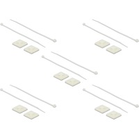 DeLOCK Support de serre-câbles 30 x 30 mm avec serre-câbles L 200 x L 4,8 mm Blanc, 10 pièces