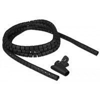 DeLOCK Tuyau spiralé avec outil d'insertion 2,5 m x 15 mm, Tuyau flexible de câble Noir