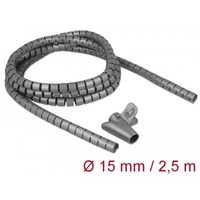 DeLOCK Tuyau spiralé avec outil d'insertion 2,5 m x 15 mm, Tuyau flexible de câble Gris