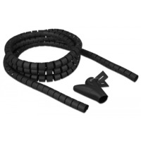 DeLOCK Tuyau spiralé avec outil d'insertion 2,5 m x 20 mm, Tuyau flexible de câble Noir